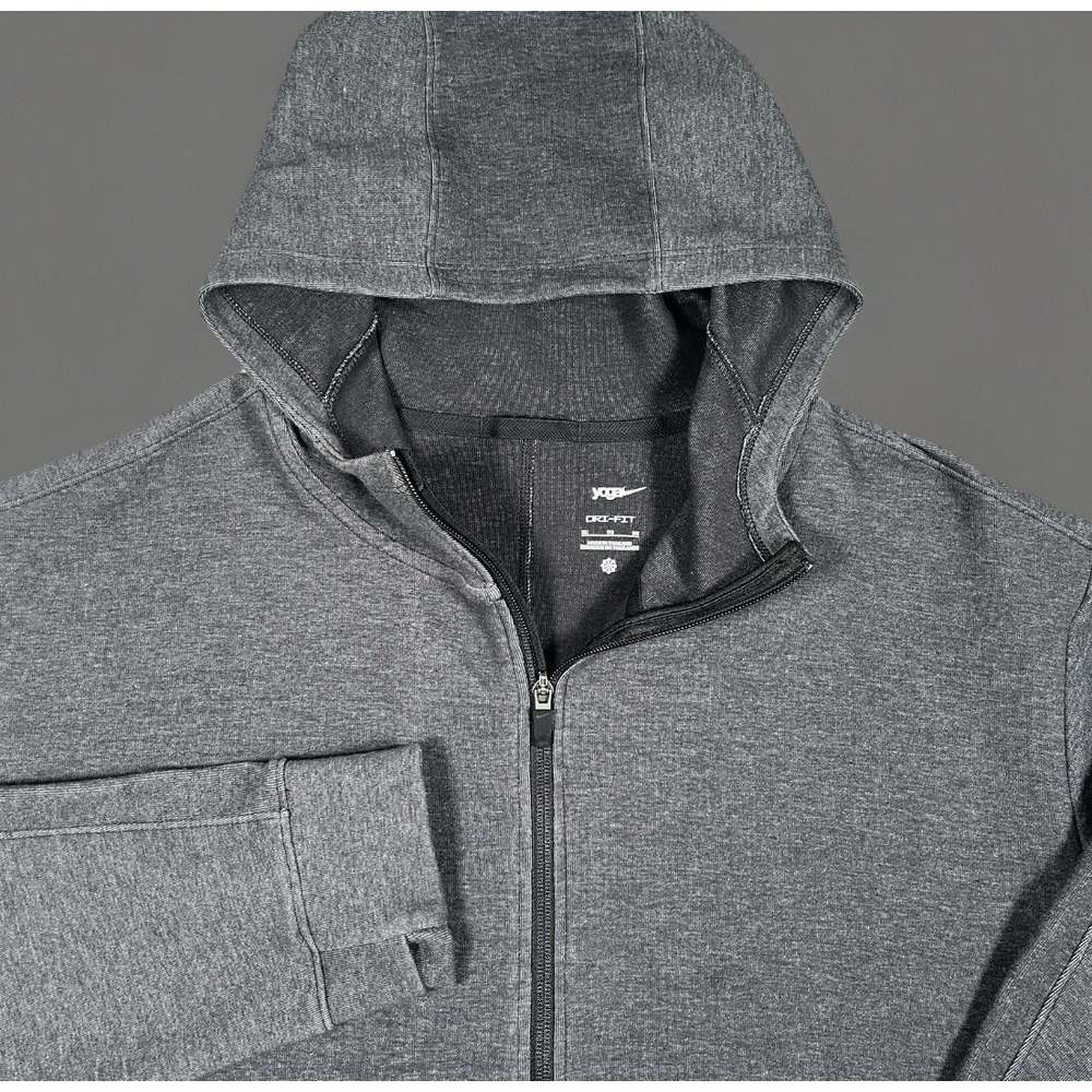 Nike Yoga Dri-Fit Hoodie Men XL Full 2-Way Zip Gray Heather Sweatshirt